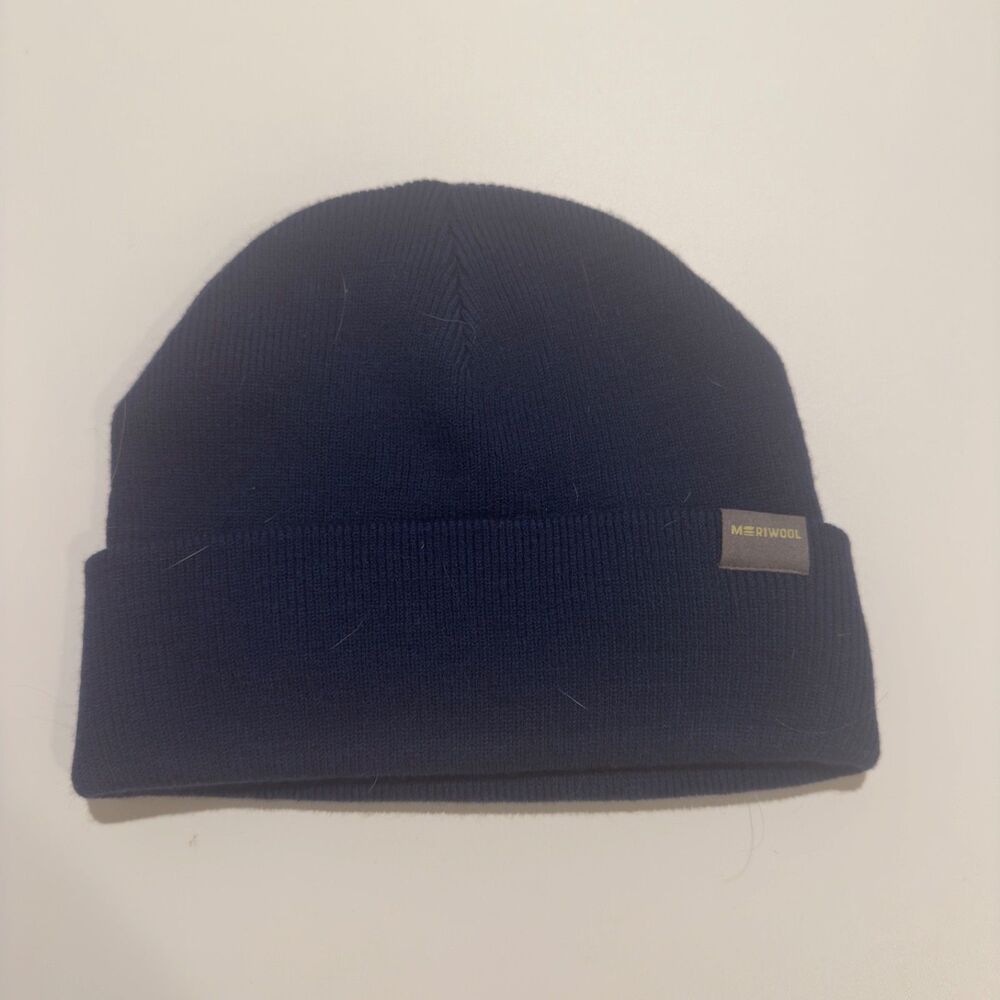 Meriwool Beanie Winter Hat Adult Unisex Navy  50% Merino Wool